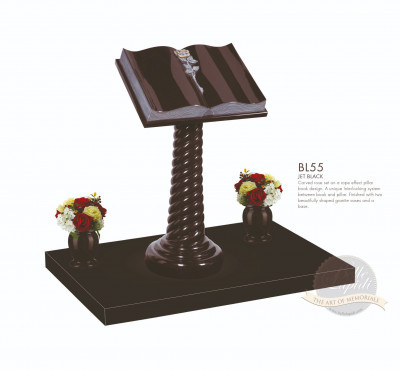 Book & Scroll Chapter-Curved Book with Carved Rose Memorial