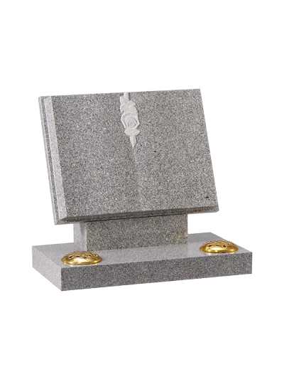 Granite open book - Carved book with hand carved rose design