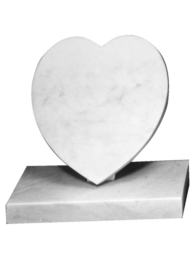 Marble Cremation Memorial - Small heart and base