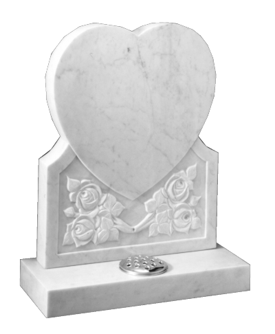 Marble Headstone - Carved heart shape