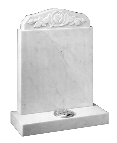 Marble Headstone - Carved rose and leaves design