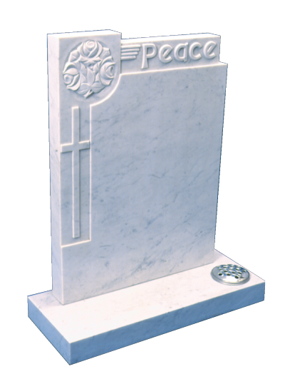 Marble Headstone - Hand carved floral pattern