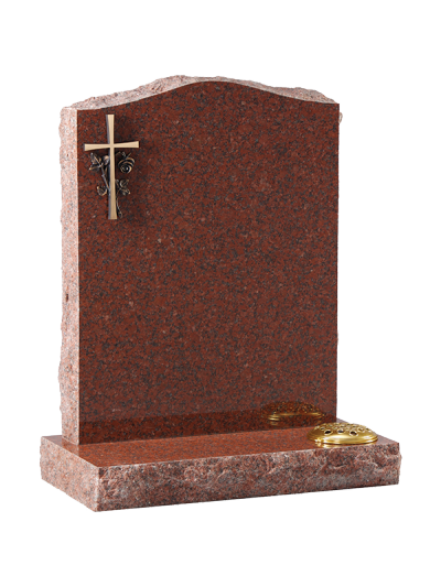 Granite Rustic Headstone - Bronze type cross