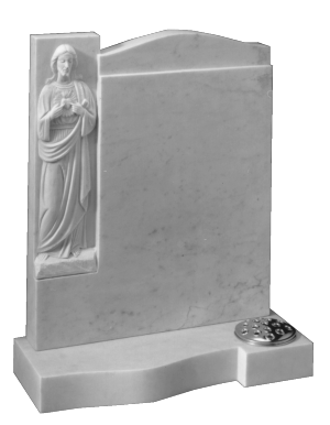 Marble Headstone - With hand carved 'Sacred heart'