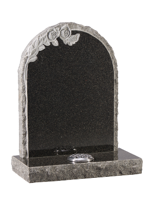 Granite Rustic Headstone - Oval top with rustic sides